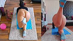 I Feel So Alive In This Double Cam Naked Yoga Session With Curvy Ass Spreading Fun