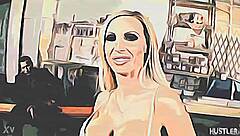 Blonde girl in group blowjob threesome with big tits!