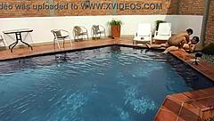 On Vacation Doing Wild Things With Young Brunette By The Pool