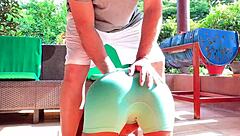 Man finds me doing yoga outside and cant resist licking my tight wet pussy?