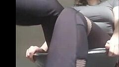 Hey, check out this compilation of foot fetish moments with a cute brunette in glasses dominating with toe play