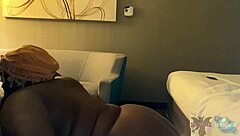 sloppy deepthroat blowjob from ebony babe leads to intense hotel face fucking with big black cock and facial cumshot