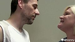 Watch out! BBW granny Lacey Starr dives into hardcore threesome with big tits licking and rough assfucking in bed!