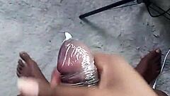 Labeto Safe Sex Hot Solo Masturbation Cumshot in Condom to Sex Machine Song