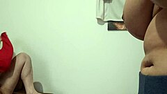 santa claus gets his dick blown by blonde in couple handjob until cumshot 😏💦