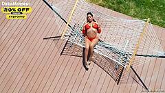 Facial cumshot after choking face fucking and deep dicking Luna Star in interracial pool scene