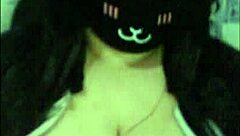 Whoa, this goth girl is flashing her big tits on webcam 😈