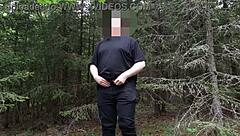 Curvy Amateur With Big Belly Plays Solo In Forest, Flashing Fat Ass And Masturbating Close-Up Outdoors.