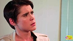 Blonde small tits journalists aiden starr lily cade vanessa veracruz dive into lesbian threesome