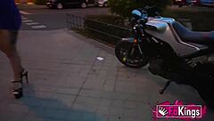 In a wild outdoor casting interview, petite Latina Serezade Monroe flashes her big ass before taking massive cock in rough first-time anal pounding.