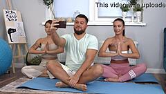 Inked Yoga Instructor in Anal Threeway with Couple