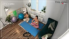 Inked Yoga Instructor in Anal Threeway with Couple