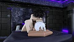 This submissive slut eagerly takes my cock deep. She gets fucked hard in my personal roblox condo with intense bold action.