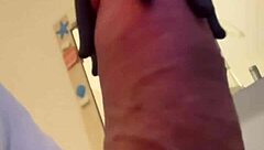 He does casual exercises to work out his big cock solo.