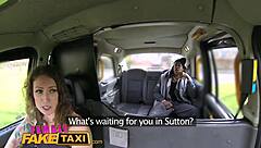 I cant believe this female fake taxi driver got her swollen pussy fucked by that big black cock in the backseat