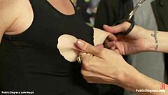 Bound Slut Anal Banged in Tattoo Shop with Public Domination