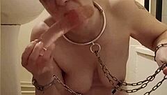 sexy milf housewife teases with dildo toys in solo bdsm session