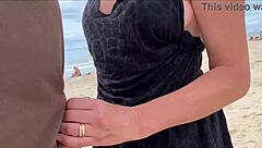 what are you doing people are watching us blowjob and handjob on the beach