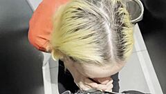 Rough risky pounding with skinny girl in public toilet for cash - half off full clip