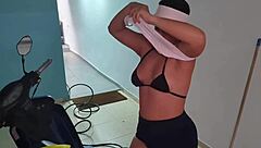 Roommate with huge ass helps wash my bike in shorts ending in fun