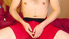 He was hard milking his long cock solo after work in homemade style