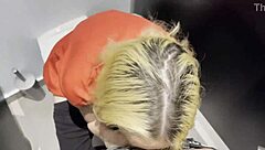 Rough risky pounding with skinny girl in public toilet for cash - half off full clip