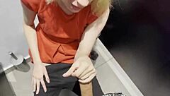 Rough risky pounding with skinny girl in public toilet for cash - half off full clip