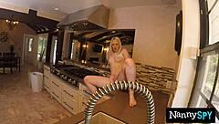 horny nanny drops lesbian act to ride boss cock