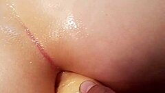 Husband uses strapon on wifes ass in bedroom play