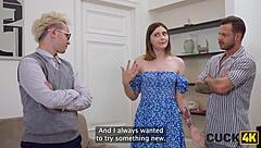 Why Does Little 18+ Russian Slut Funky Town Get Roughly Fucked On Couch Before Husband