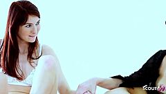 Two redhead skinny tiny girls lesbian sex in morning