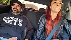 Safada driver catches passenger masturbating in car with public handjob action