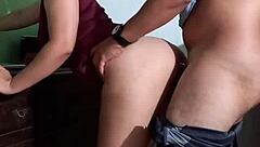 Mexican professor bends over nerdy student for anal creampie at home