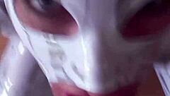 oh man, my tight zentai suit sex doll vilja is gagging hard on my cock like a real submissive doll