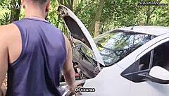 I spot this athletic Colombian fitness girl with huge tits and muscular body then seduce her for outdoor public fucking