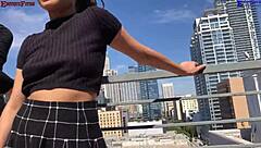 Why settle for one when two amateur girls give outdoor footjobs and wet dreams on balcony with big dick?