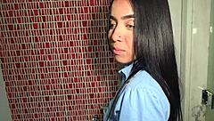 Latina Student Fucks Teacher in School Bathroom with Intense Cowgirl Riding