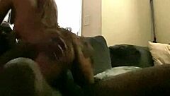 Amateur couple rides daddy big cock in cowgirl until creampie fills juicy pussy