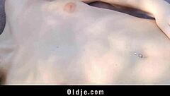 Why does this hot teen beg old man for rough doggystyle and facial cum?