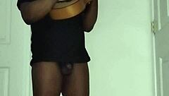 Brunette amateur in see through outfit experiences first time solo anal foreplay with guitar singing roleplay