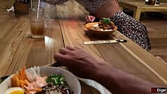 I, uh, I cum on this girl's face in a public sushi bar and she just eats the rolls with cum all over her face like it's no big deal - cumwalk