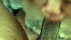 Ghetto Ebony Performs Sloppy Ball Licking and Deepthroat Blowjob with Wet Pussy Spitting in Close-Up Training