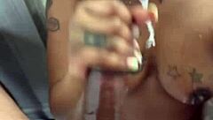 Ghetto Ebony Performs Sloppy Ball Licking and Deepthroat Blowjob with Wet Pussy Spitting in Close-Up Training