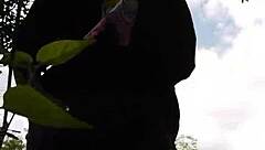 Curvy Brazilian with Pierced Nipples and Natural Tits Flashes Big Pussy Outdoors