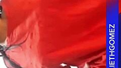 Porn actress Yulieth Gomez touches her huge tits and ass!