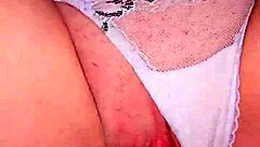 He leaves a huge creampie dripping from wife's wet pussy after intense fucking.