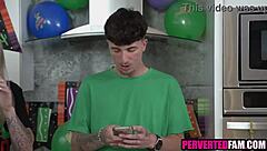 Blonde teen joins young friends in taboo ffm threesome on cinco de mayo