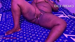 Ebony babe contrasts hard fucking with big black cock in bedroom leading to squirting creampie and wet pussy orgasm