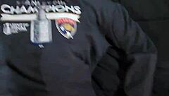 He leaves a huge creampie dripping from wife's wet pussy after intense fucking.