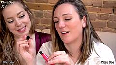 sissy dresses up for spitroast as clara dee gives pov virtual sex with elle eros